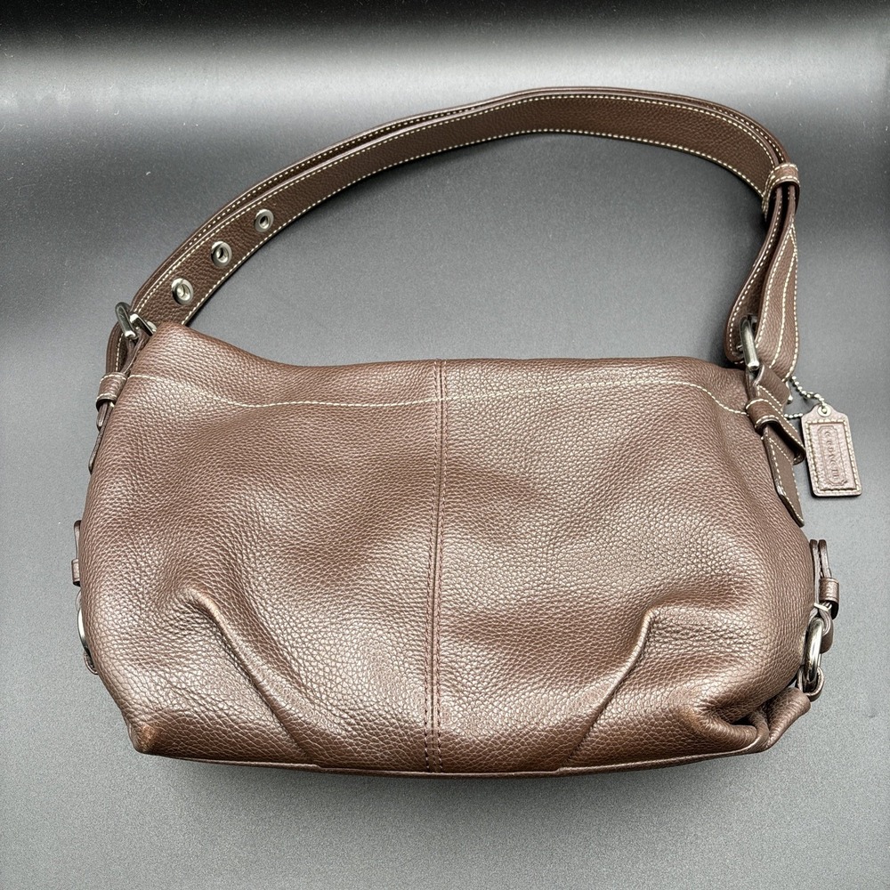 Coach East West Duffle Shoulder Bag‎ F15065 Brown Pebbled Leather Purse